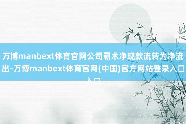 万博manbext体育官网公司霸术净现款流转为净流出-万博manbext体育官网(中国)官方网站登录入口