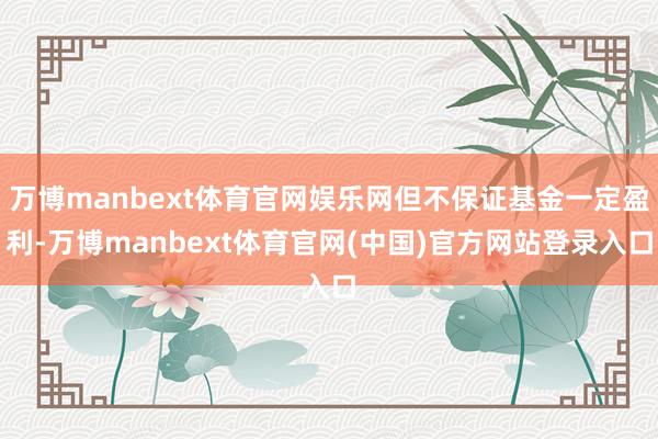 万博manbext体育官网娱乐网但不保证基金一定盈利-万博manbext体育官网(中国)官方网站登录入口