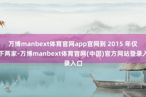 万博manbext体育官网app官网到 2015 年仅剩下两家-万博manbext体育官网(中国)官方网站登录入口